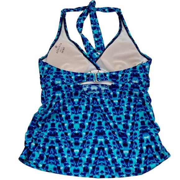Athleta Tie Dye Tara Halter Tankini Top Size 34B/C Blue Hooks In Back - Picture 8 of 10
